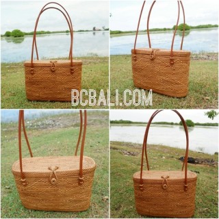 straw grass ata handwoven handmade handbag oval fashion handmade